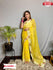 Yellow Chiffon Embroidered Saree