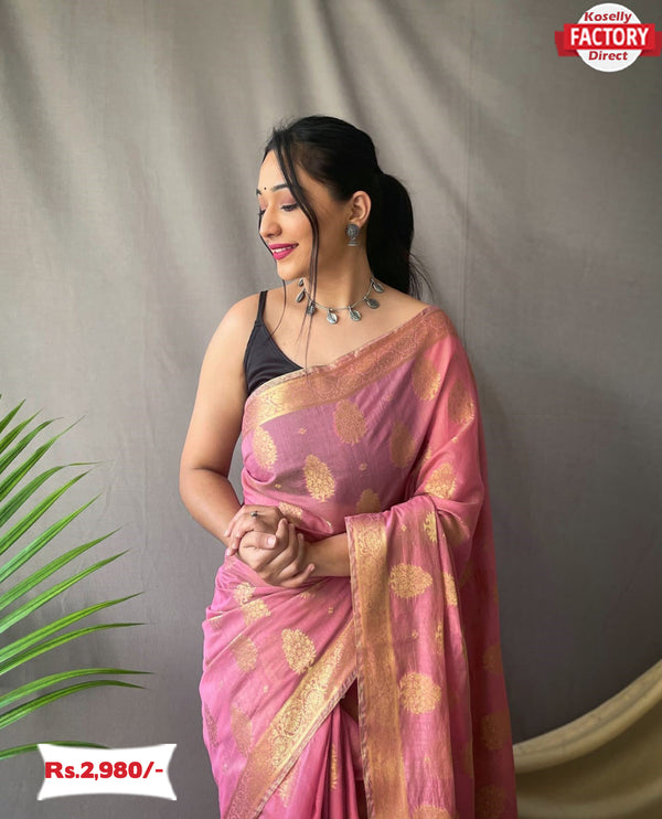 Pink Organza Silk Banarasi Saree