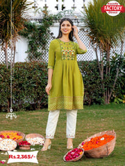 Parrot Green Kurtha Pant Set