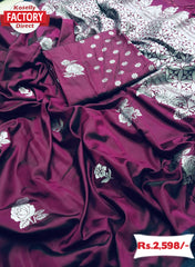 Wine Banarasi Rose Weaving Saree