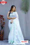 Light Sea Green Pure Organza Partywear Saree