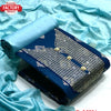 Royal Blue Slub Cotton Embroidered Kurtha Suruwal Piece