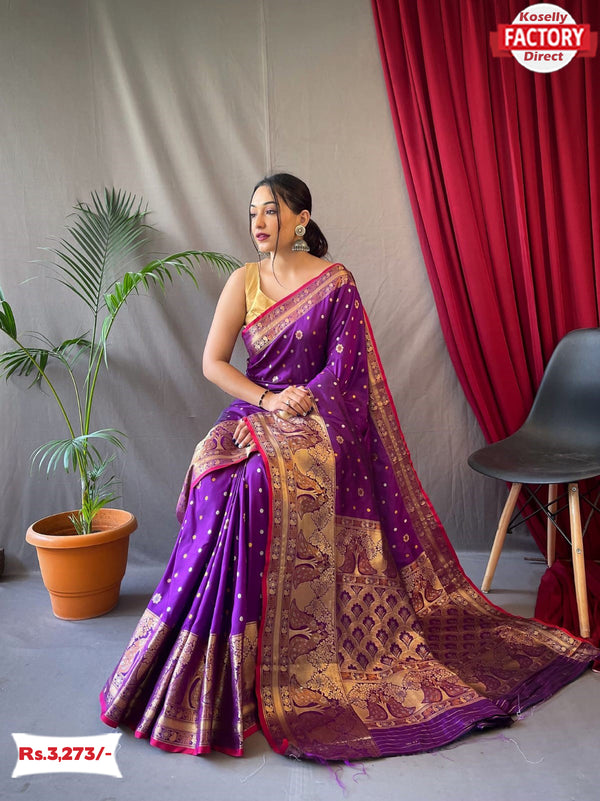 Purple Pure Soft Kanchipuram Silk Saree