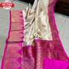 Classic Offwhite And Pink Banarasi Silk Saree