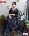 Black Pure Organza Designer Saree