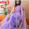 Lavender Pure Organza Silk Hand-worked Saree