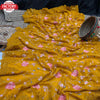 Yellow Pure Georgette Partywear Saree