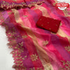 Hot Pink and Cream Pure Khadi Organza Pearl Worked Saree