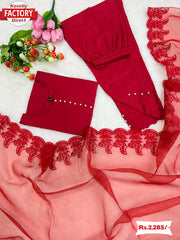 Red Kurtha Pant Dupatta Set