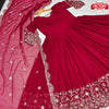 Dark Red Embroidered Gown Dupatta Set