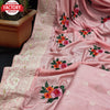 Pink Kora Satin Silk Lucknowi Saree