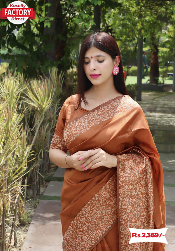 Faded Orange Raw Silk Saree With Weaving Pallu