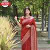 Brick Red Raw Silk Saree With Weaving Pallu