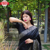 Black Raw Silk Saree With Weaving Pallu