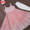 Nude Pink Embroidered Gown Dupatta Set