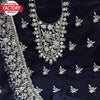 Navy Blue Organza Embroidered Kurtha Suruwal Piece