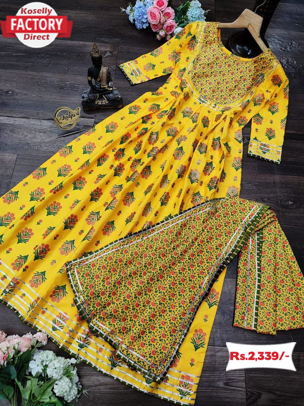 Yellow Gown with Dupatta Set
