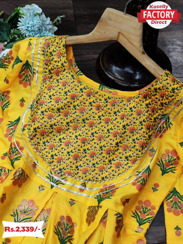 Yellow Gown with Dupatta Set