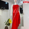 Red Real Mirror-work Georgette Saree