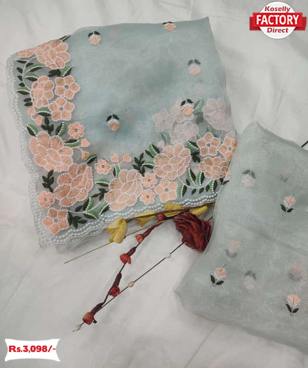 Designer Organza Embroidered Fancy Saree