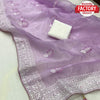 Lavender Organza Embroidered Partywear Saree