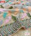 Peach Pure Organza Thread Embroidered Saree