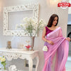 Pink and Purple Sequins Partywear Saree With Readymade Blouse