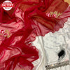Red Pure Soft Simmer Silk Saree With Handwork