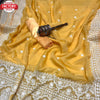 Yellow Satin Organza Embroidered Saree