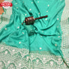 Sea Green Satin Organza Embroidered Saree
