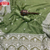 Green Satin Organza Embroidered Saree