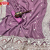 Mauve Satin Organza Embroidered Saree
