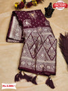 Maroon Pure Dola Silk Saree