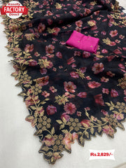 Dark Organza Designer Saree