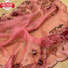 Peach Pure Organza Hand-work Saree