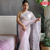 Light Pink Pure Organza Fancy Embroidered Saree