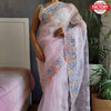 Light Pink Pure Organza Fancy Embroidered Saree