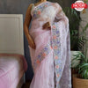 Light Pink Pure Organza Fancy Embroidered Saree