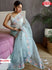 Light Blue Pure Organza Fancy Embroidered Saree