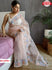 Light Peach Pure Organza Fancy Embroidered Saree