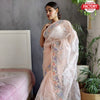 Light Peach Pure Organza Fancy Embroidered Saree