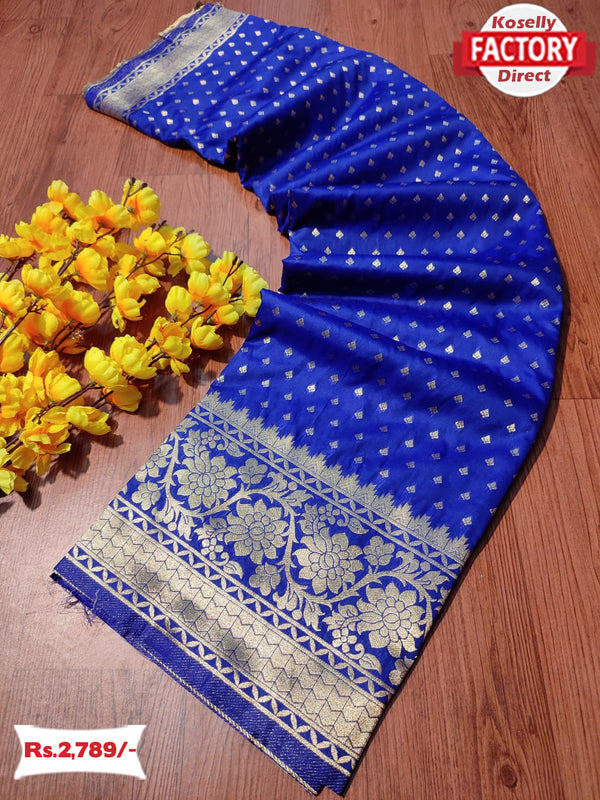 Royal Blue Soft Banarasi Zari Weaving Saree