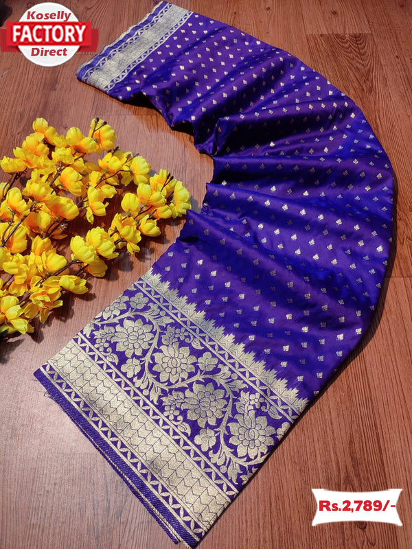 Purple Soft Banarasi Zari Weaving Saree