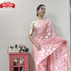 Pink Viscose Zari Ready To Wear Saree With Belt