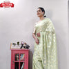 Mild Green Viscose Zari Ready To Wear Saree With Belt