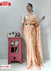Peach Viscose Zari Ready To Wear Saree With Belt