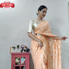 Peach Viscose Zari Ready To Wear Saree With Belt