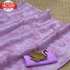 Lavender Organza Embroidered Partywear Saree