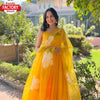 Yellow Silk Gown Dupatta Set