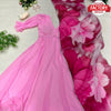 Pink Georgette Gown With Organza Dupatta